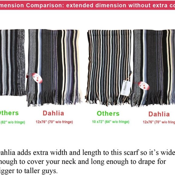 Mens Winter Scarf - Synthetic Wool, Extra Long & Warm, Striped Knit - Picture 5 of 7